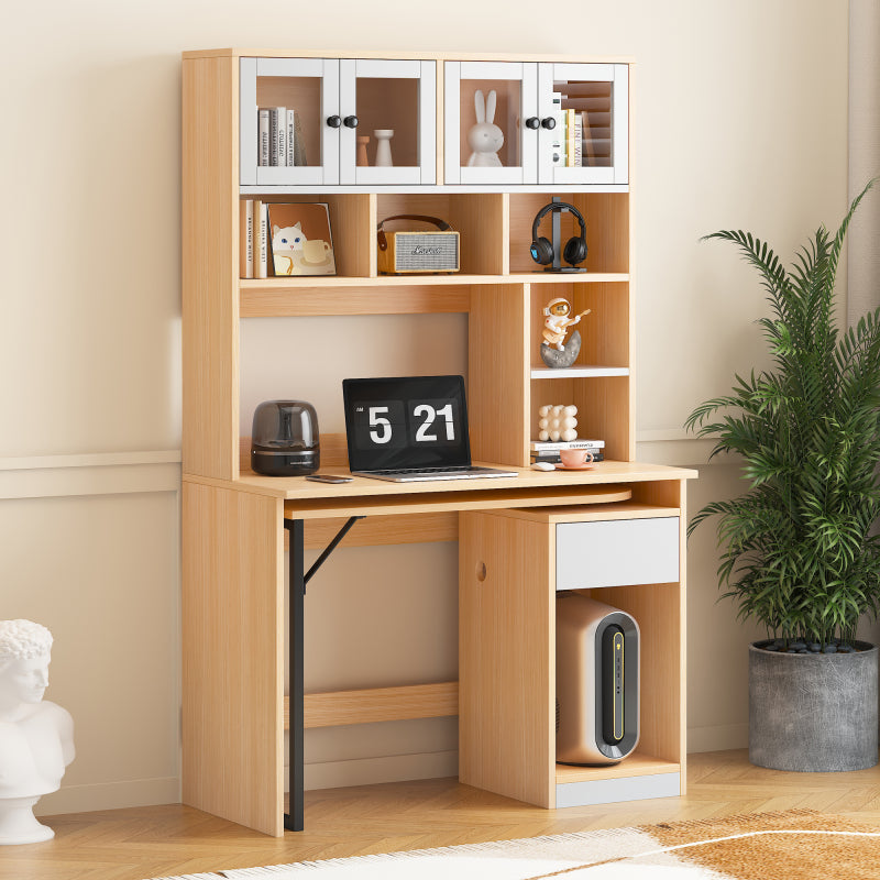 Computertisch,Regal-Schreibtisch,Schrankschreibtisch Arbeitstisch, Schrankschreibtisch,Weiß Natur 180cm