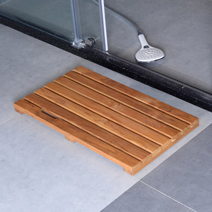Teak Wood,Teak Antirutschmatte,Teak Duschmatte rutschfeste Badezimmermatte Luxus Spa Matte Holz Badewannenmatte 40 x 60 cm