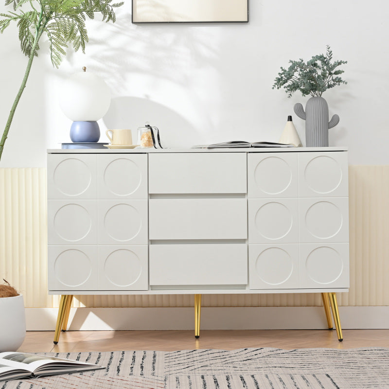 Kommode mit 3 Schubladen und 2 Türen, Kommodenschrank, für Schlafzimmer und Wohnzimmer, mit verstellbaren Regalen und Kippschutz, 120 x 40 x 78 cm, Weiß