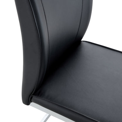 Elegantes Design im europäischen Stil: 4 bequeme Stühle in schwarzem PU-Material mit silbernen Metallbeinen
