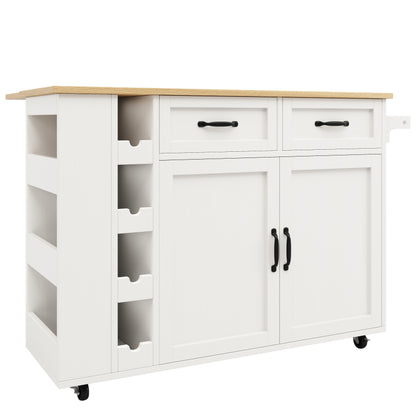 Kücheninsel, Küchenwagen mit Steckdosenleiste ausgestattet, Küchenschrank, Abnehmbare Servierwagen mit Weinregal,buffetschrank, Speisewagen mit Holzmaserung, buffetschrank, weiß