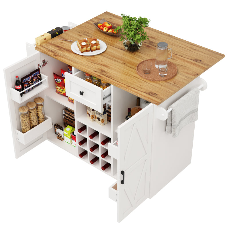 Moderne Kücheninsel, Küchenschrank, buffetschrank, Speisewagen mit Holzmaserung, buffetschrank, Multifunktionale Esstisch mit Speicherraum, Speisewagen mit Snackregalen und Stretchfunktionsschränken