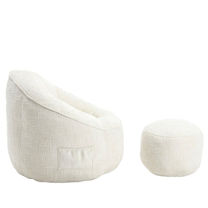 Sitzsack Sofa Stuhl für Erwachsene mit Fußstütze, Beige