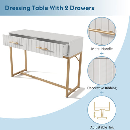 Schminktisch mit 2 Schubladen 75cm Höhe ,Kommode Schlafzimmer Highboard Weiss Sideboard Schubladenkommode Kommode für Schlafzimmer, Weiß -H75/B100/T45 cm