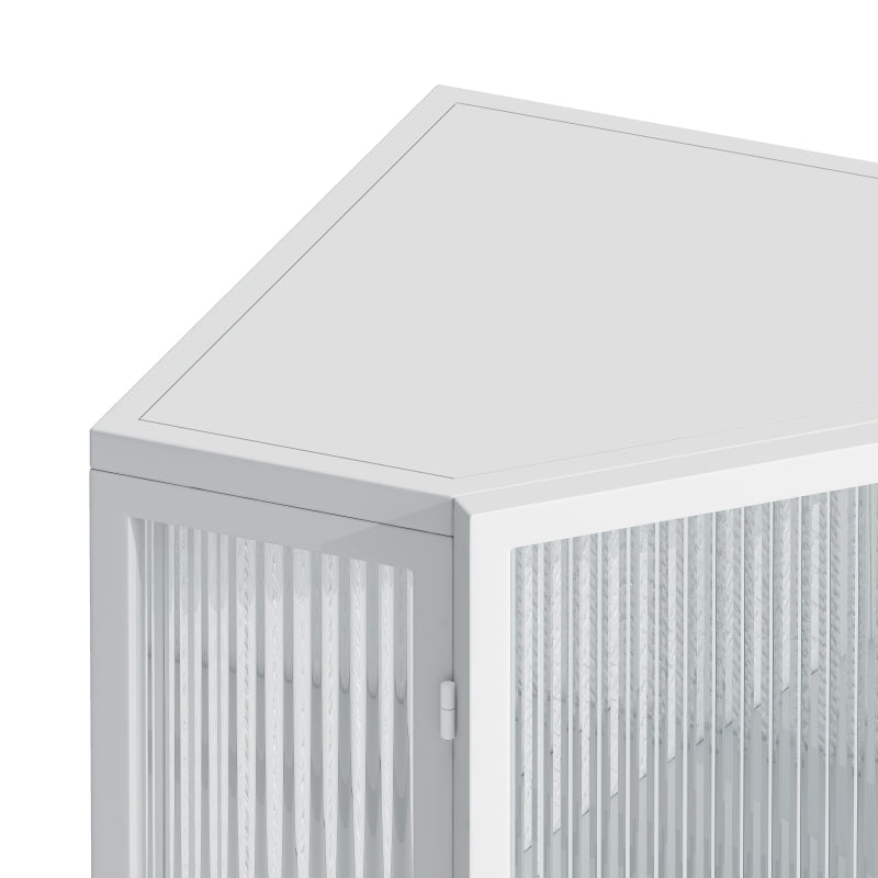 Floor Coner Cabinet with Tempered Glass Door & Adjustable Shelf for Bathroom, Living Room, Bedroom(White)