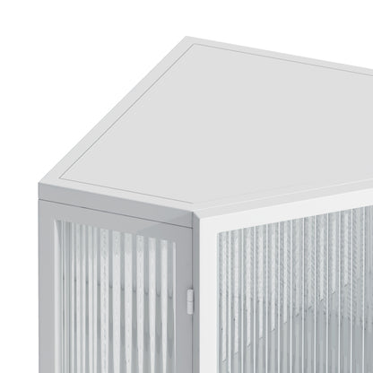 Floor Coner Cabinet with Tempered Glass Door & Adjustable Shelf for Bathroom, Living Room, Bedroom(White)