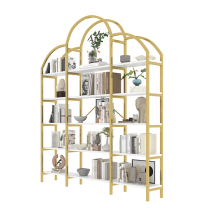 Regal im schlichten Stil, fünf Schichten Stauraum, einzigartige Wolkenform, einfach zu montieren und zu reinigen, Gold + Weiß
