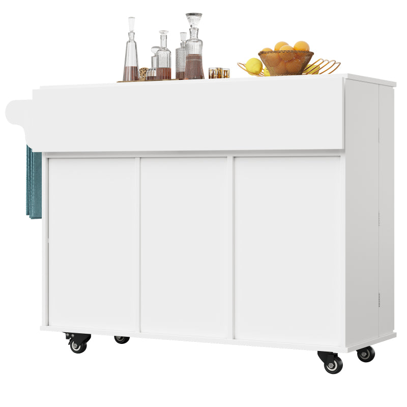 Küchenwagen, herausnehmbarer Speisewagen mit klappbarer Tischplatte, Schranktür mit Snack-Regal, verstellbare Trennwände, 1 Schublade, 4 Räder (2 feststellbar), weiß (105,5*40-60*83cm)