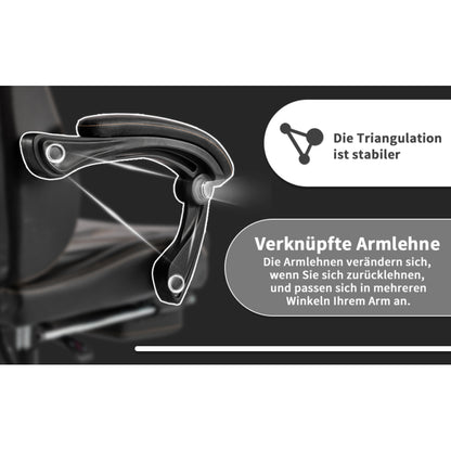 Gaming Stuhl Computerstuhl Ergonomischer Gaming Chair mit Fußstütze Bürostuhl Ergonomischer Computerstuhl mit Lendenwirbelstütze Schwarz