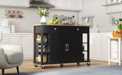 Multifunktionaler Küchenwagen mit klappbarer Arbeitsplatte, 120×65 cm erweiterbar, 2 Schubladen, geräumige Aufbewahrung, auf Rollen – Stilvoller Servierwagen für Küche, Esszimmer & Wohnzimmer