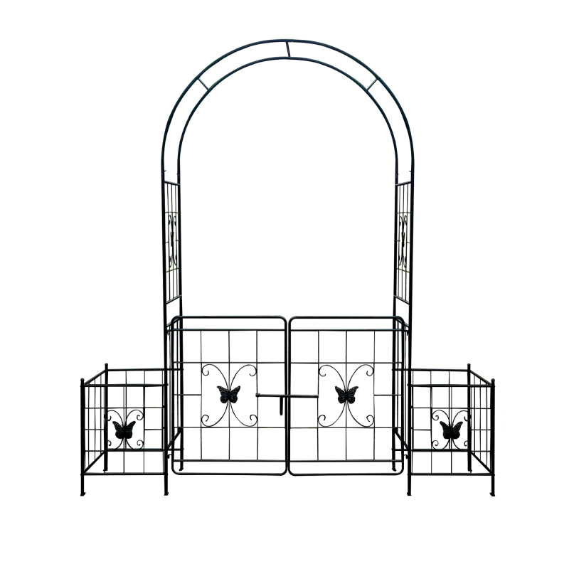 Gartenbogen Arbor Trellis für Kletterpflanzen mit Tor, langlebige Metall Gartenbogen Outdoor Hochzeitsbogen, für Hochzeitszeremonie Party Pflanze Klettern Rose Reben Rasen Innenhof Schwarz, 7,15 Fuß