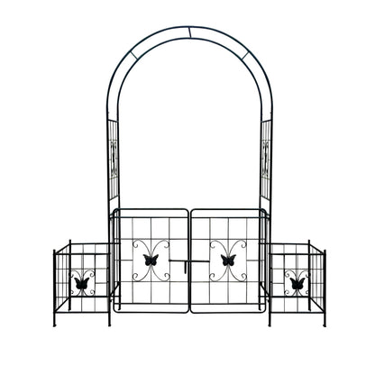 Gartenbogen Arbor Trellis für Kletterpflanzen mit Tor, langlebige Metall Gartenbogen Outdoor Hochzeitsbogen, für Hochzeitszeremonie Party Pflanze Klettern Rose Reben Rasen Innenhof Schwarz, 7,15 Fuß