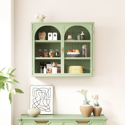 70CM Glastüren Moderner zweitüriger Wandschrank mit dreistufiger Lagerung für Eingangsbereich Wohnzimmer Badezimmer Esszimmer(Black)