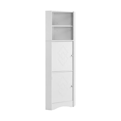 Badschrank, Badmöbel, Eckschrank mit zwei Ablagefächern, offenes Fach mit verstellbarem Einlegeboden,36.5 x 36.5 x 155 cm, weiß