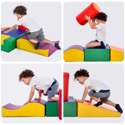 6 TLG Riesenbausteine zum Toben & Klettern Großbausteine für Kinder. Treppe und Rutsche für Kinder - Spielzeug zum Klettern, Rutschen und Krabbeln. im Vorschulalter & Babys Softbausteine, bunt.