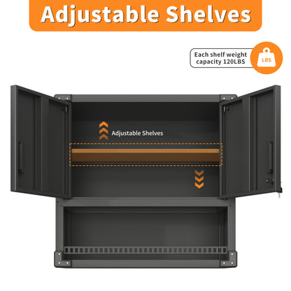 Metall Wandmontage Werkzeug Schrank mit Tür und Fach, Metallwandregal mit Schloss für Garage, Werkstatt, Büro - Umweltfreundlich, Robust, Montageerforderlich, H 77 cm × B 80 cm × T 30 cm