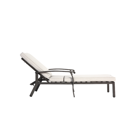 Lounge Patio Chair with Cotton Cushion, Adjustable Reclining Rust-Resistant Aluminum  Poolside Chaise Lounge Furniture, Waterproof Beige Cushion (1pc)