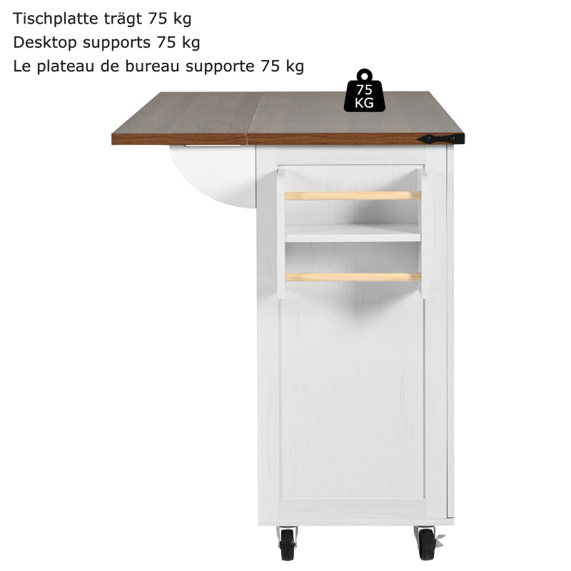 Kücheninsel, Servierwagen mit ausziehbarer Arbeitsplatte, Küchenschrank,Küchentrolley,Speisewagen mit Holzmaserung, Speisewagen mit zwei Türen und drei Schubladen