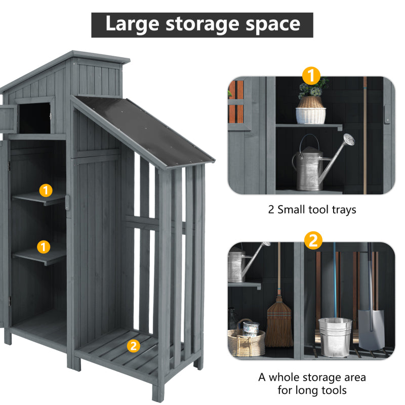 Gerätehaus Gartenschrank Geräteschuppen Geräteschrank, BxT: 124x46 cm,BxTxH:124x46x174cm, auch für kleine Gärten geeignet,Grau, (Holzhütte, 1 St., Gartenhaus)