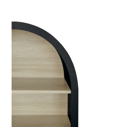 Schwarzes Bücherregal mit bogenförmigem Design, Höhe 120 cm, geeignet für Wohnzimmer, Schlafzimmer, Arbeitszimmer und Büro