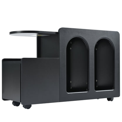 Beistellschrank mit Rollen, vielseitiger Aufbewahrungswagen für Wohnzimmer, Esszimmer und Schlafzimmer, Schwarz