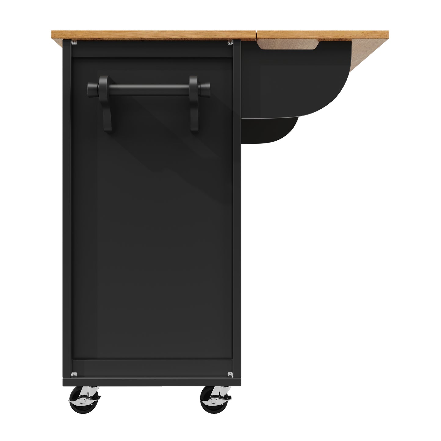 Kücheninsel Buffetschrank 120x73x92cm Küchenwagen klappbare Arbeitsplatte Handtuchhalter Gewürzregal Weinregal verstellbare Böden Küchenschrank Schwarz