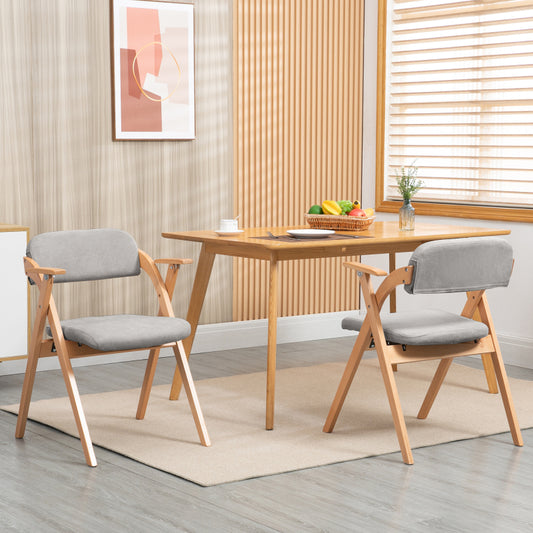 Folding Chairs with Armrest, Set of 2 Extra for Guests Kitchen Office Wedding Party, Gra