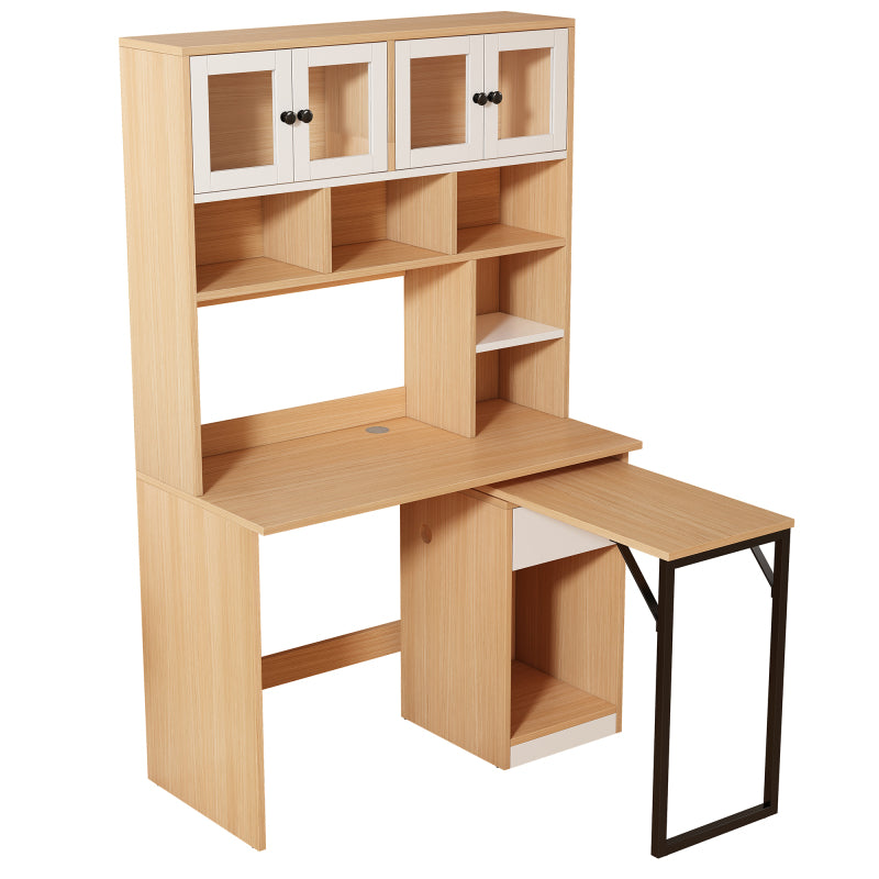 Computertisch,Regal-Schreibtisch,Schrankschreibtisch Arbeitstisch, Schrankschreibtisch,Weiß Natur 180cm