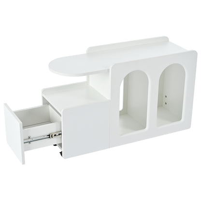 Beistellschrank mit Rollen, vielseitiger Aufbewahrungswagen für Wohnzimmer, Esszimmer und Schlafzimmer, Weißer