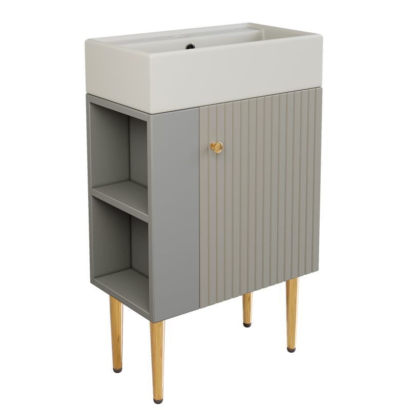 Badezimmermöbel Waschbecken mit Waschtischunterschrank 55 cm , Waschtischunterschrank , Kleine Gästebad Möbel ,hellgrau