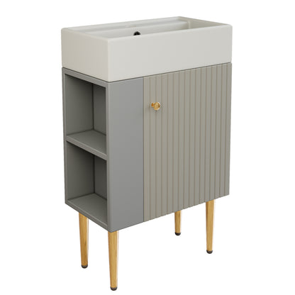 Badezimmermöbel Waschbecken mit Waschtischunterschrank 55 cm , Waschtischunterschrank , Kleine Gästebad Möbel ,hellgrau