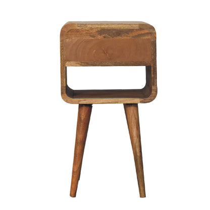 Nachttisch aus massivem Mangoholz im skandinavischen Design mit Schublade – Handgefertigt, Oak-ish Finish, Nachhaltig, 30x30x55 cm