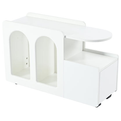 Beistellschrank mit Rollen, vielseitiger Aufbewahrungswagen für Wohnzimmer, Esszimmer und Schlafzimmer, Weißer