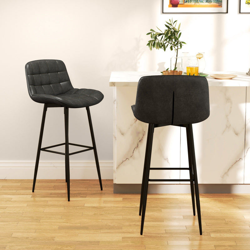 er-Set Barhocker, Bistrohocker mit Fußstütze, Drehbar Barstuhl, Küchenstuhl mit Rückenlehne für Wohnzimmer, Esszimmer, Dunkelgrau