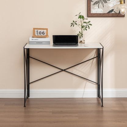 Klappbarer Schreibtisch 99x50cm – Computertisch Faltbar & Platzsparend in 8 Sek. Montiert, MDF Holzoptik für Home Office & Büro, Weiß