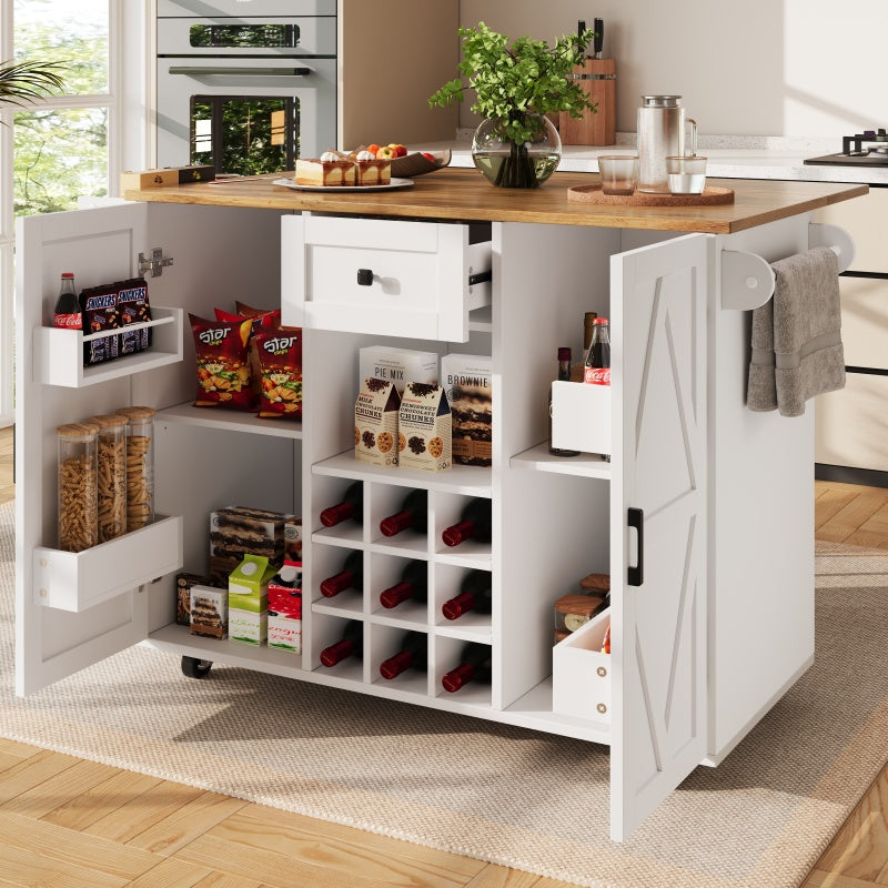 Moderne Kücheninsel, Küchenschrank, buffetschrank, Speisewagen mit Holzmaserung, buffetschrank, Multifunktionale Esstisch mit Speicherraum, Speisewagen mit Snackregalen und Stretchfunktionsschränken