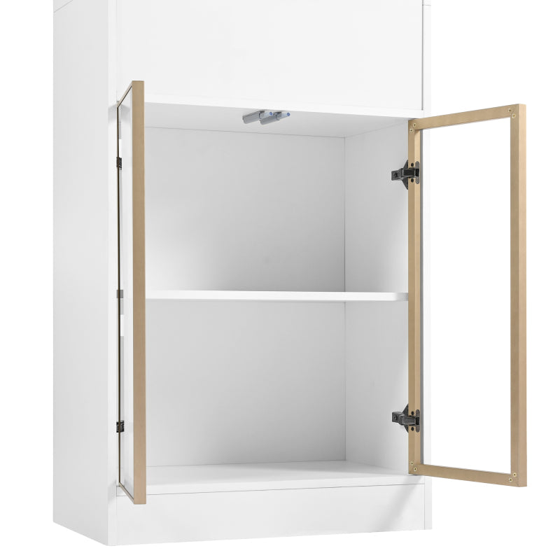 Moderner Weißer Hochschrank mit 16-Farb-LED und Bluetooth – 60×35×180cm