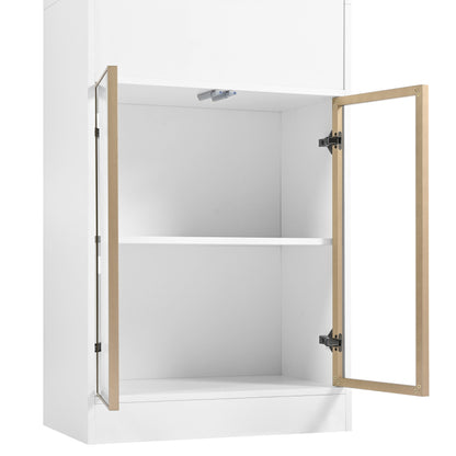 Moderner Weißer Hochschrank mit 16-Farb-LED und Bluetooth – 60×35×180cm