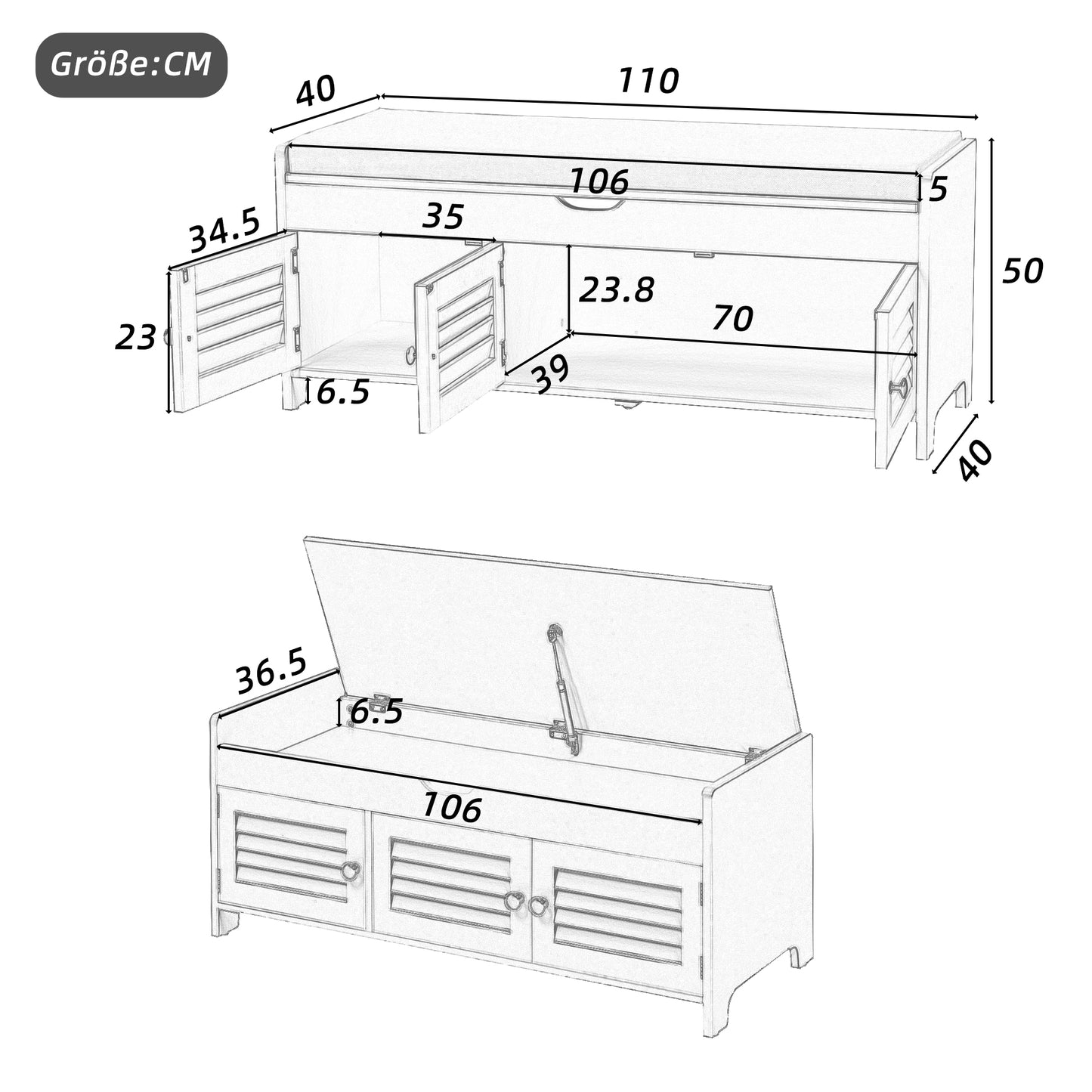 Moderne schuhbank mit sitzfläche, Eingangsbereich, Wohnzimmer, flurmöbel,  Grau