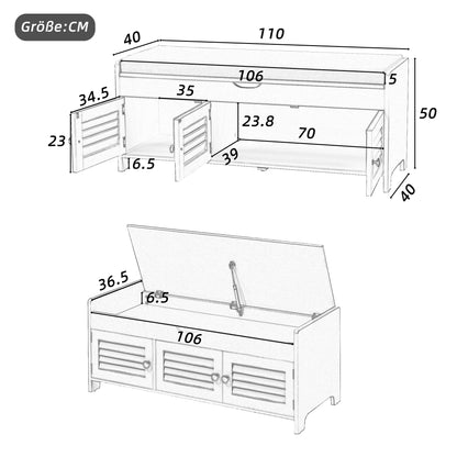 Moderne schuhbank mit sitzfläche, Eingangsbereich, Wohnzimmer, flurmöbel,  Grau