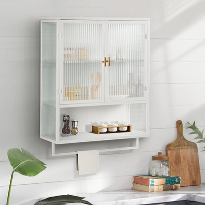 70CM Glastüren Moderner zweitüriger Wandschrank mit dreistufiger Lagerung für Eingangsbereich Wohnzimmer Badezimmer Esszimmer(Black)