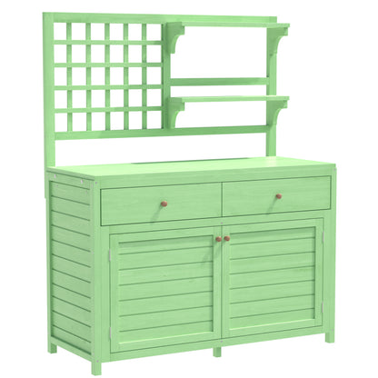 Holz Gartenschrank,Gartenschrank mit Regalen  Outdoor Schrank, Gartenschrank Geräteschuppen Terrassenschrank, Balkonschrank, Gerätehaus, Garten Möbel, Grün
