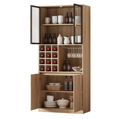 Badezimmerschrank,Spirituosenschrank,Vitrine Vitrinenschrank mit Glastüren und Beleuchtung 180 CM