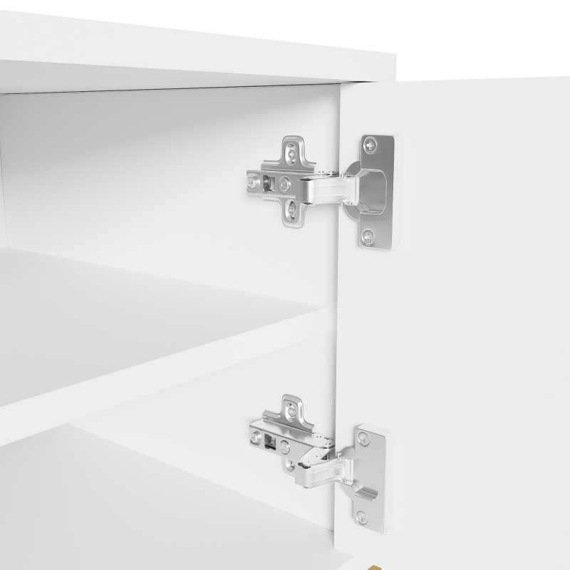 TV-Schrank, lowboard mit strukturierter Tür, TV-Möbel, goldenen Griffen und goldenen Füßen