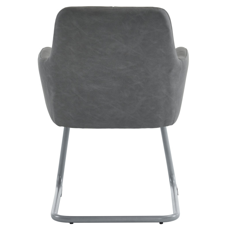 Esszimmerstuhl, 4er set, Sessel mit gewölbten Metallfüßen, grau