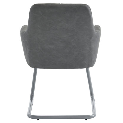 Esszimmerstuhl, 4er set, Sessel mit gewölbten Metallfüßen, grau