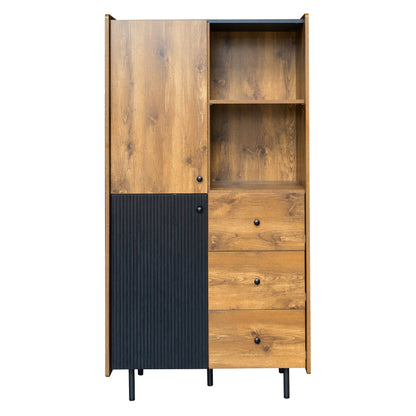 Sideboard - 160 cm hoch, modernes Sideboard mit zwei Türen, drei Schubladen und offenen Regalen