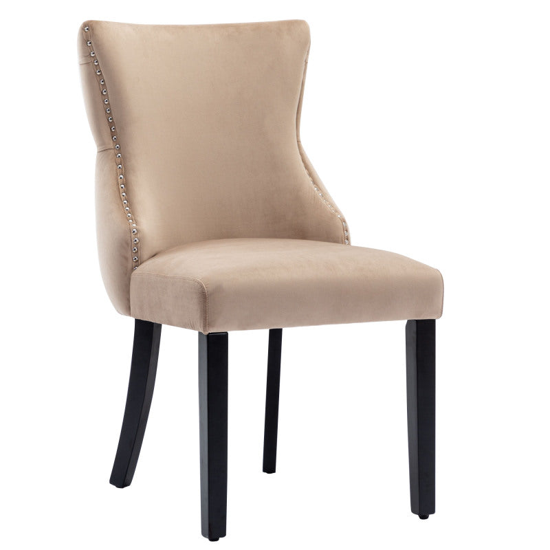 4-Fußstuhl, Stuhl Beige Samt Esszimmerstuhl, mit Knopfsteppung, Gestell aus Massivholz, Beige(Set, 4 St)