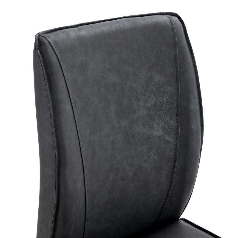 Elegantes Design im europäischen Stil: 2 Stühle mit grauem verrücktes Pferdeleder Textur PU Komfort Sitzen mit silbernen Metallbeinen