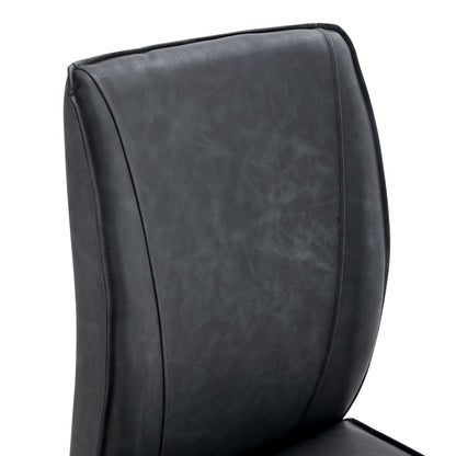 Elegantes Design im europäischen Stil: 2 Stühle mit grauem verrücktes Pferdeleder Textur PU Komfort Sitzen mit silbernen Metallbeinen